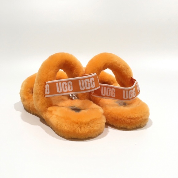 UGG OH YEAH PLUSH SLIDES ORANGE WOMEN 7 /YOUTH 5 - Picture 3 of 5